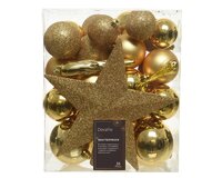 Kerstbal plc mix+piek 33st l.goud