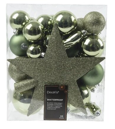 Kerstbal plc mix+piek 33st rsmrn