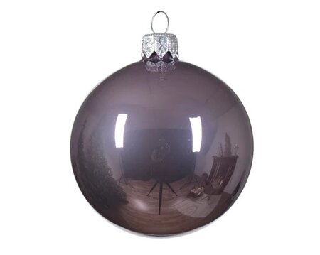 Kerstballen glas d8cm kristal lila