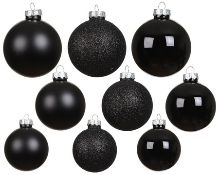 Kerstbalmix glas d7cm 42st zwart