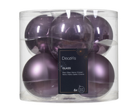 Kerstbalmix glas d8cm 6st klila