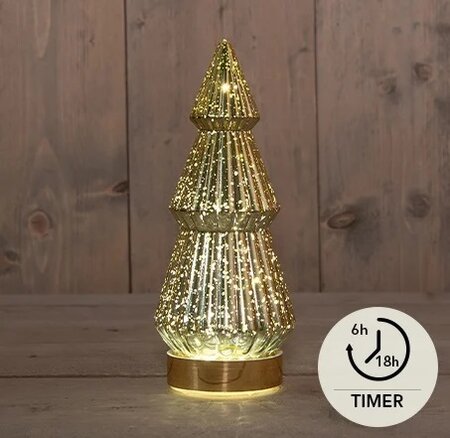 Kerstboom 10led 23.5x10cm goud
