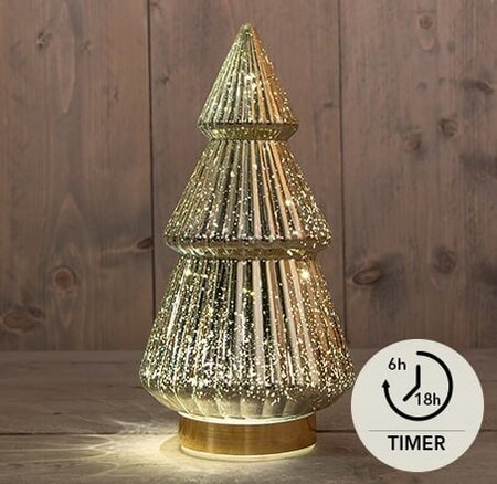 Kerstboom 10led 28.5x15cm goud