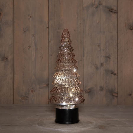Kerstboom draaiend led 35x13cm roze