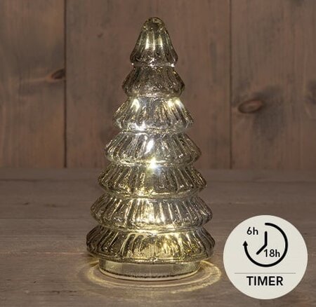 Kerstboom glas 18.5x9cm grijs