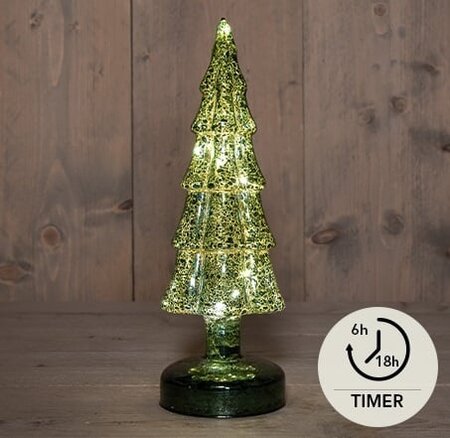 Kerstboom glas 27.5x9.5cm groen