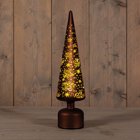 Kerstboom glas draaiend h39cm choco