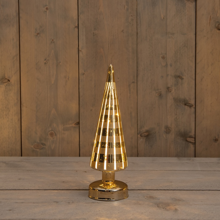 Kerstboom glas ruit led 30x9cm goud