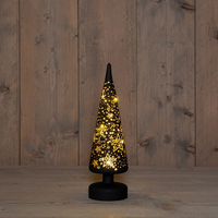 Kerstboom glas stars led 30x9cm zw