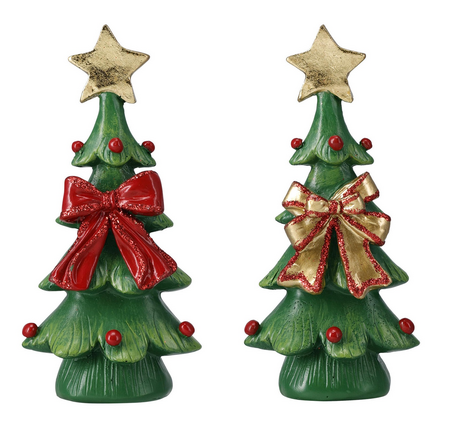 KERSTBOOM MET STRIK 13CM 2ASS