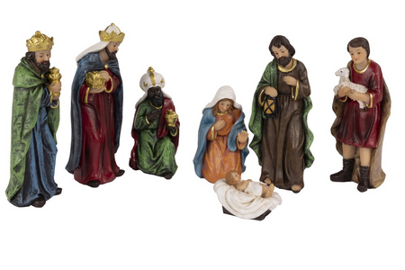Kerstgroep poly l5b3h12cm multi 7st