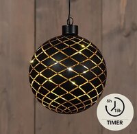 Kersthanger bal glas 10led d12cm zw