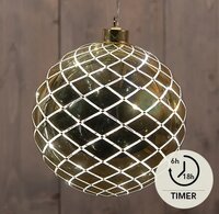 Kersthanger bal glas 12led d15cm gd