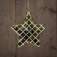 Kersthanger ster glas 10led 19cm gd