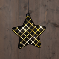 Kersthanger ster glas 10led 19cm zw