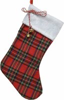 Kerstsok pes h45cm ruit rood