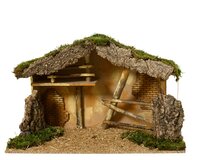 Kerststal hout l58b28h35cm naturel
