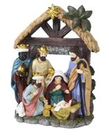 Kerststal poly 6 figuren l16b7h21cm