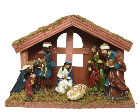 Kerststalset mdf 6 figuren h14cm