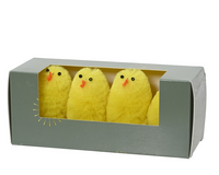 Kip chenille h4cm geel 4st