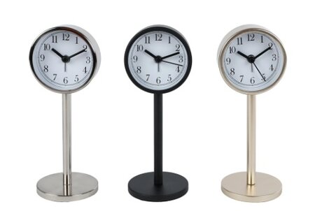 Klok 5x5x14cm goud/zilver/zwart per stuk