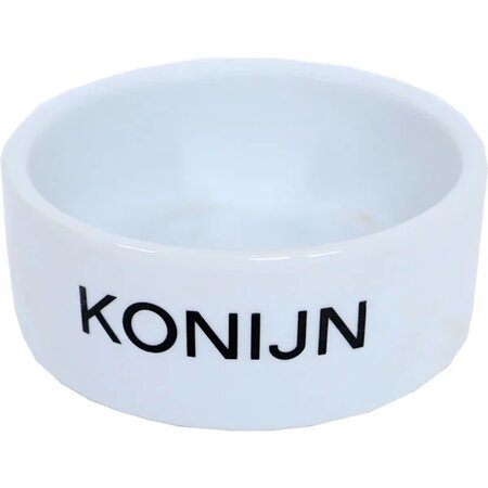 Konijnen eetbak steen wit 12cm - afbeelding 1