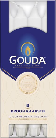 Kroonkaars d2.4h24cm wit 8st