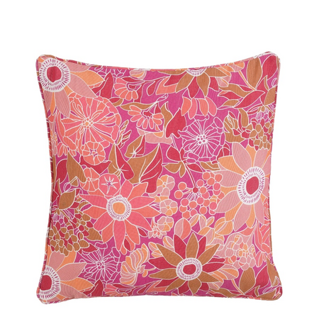 Kussen fleur l45b45h10cm roze
