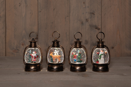 Lantaarn glitterwater 13x8cm a4