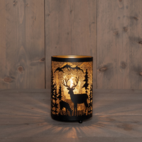 Lantaarn herten 16x10.5cm zwrt/gd