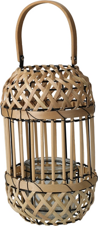 LANTAARN HOUT MET HANDVAT 28CM