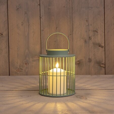 Lantaarn met kaars 18x15cm olijf