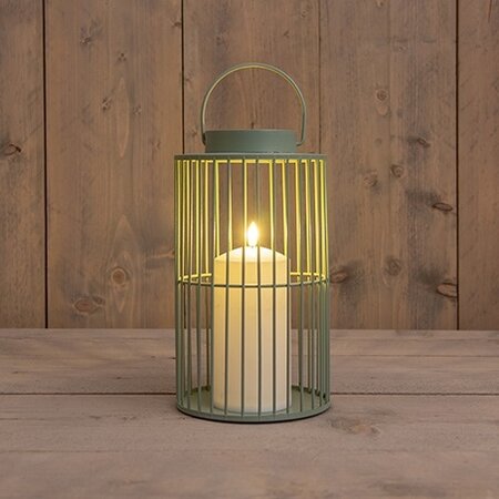 Lantaarn met kaars 26x15cm olijf