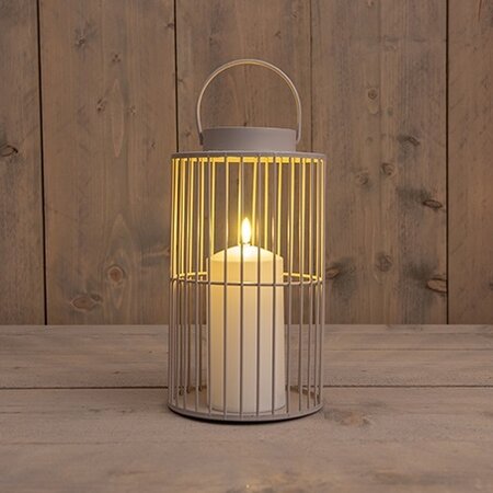 Lantaarn met kaars 26x15cm zand