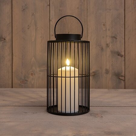 Lantaarn met kaars 26x15cm zwart
