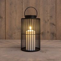 Lantaarn met kaars 26x15cm zwart