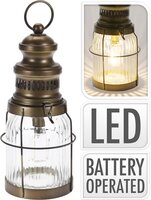 LANTAARN MET LED 29CM BRUIN