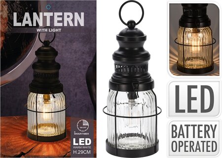 LANTAARN MET LED 29CM ZWART