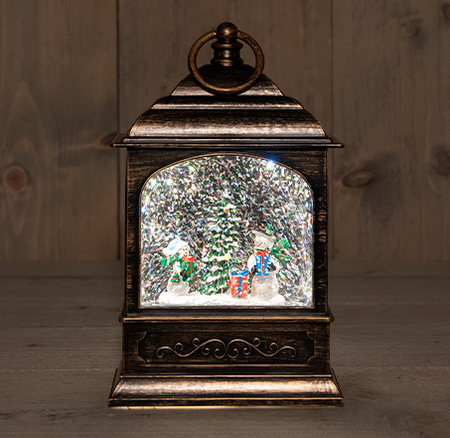 Lantaarn sneeuwpop b13.5h25.5cm bo