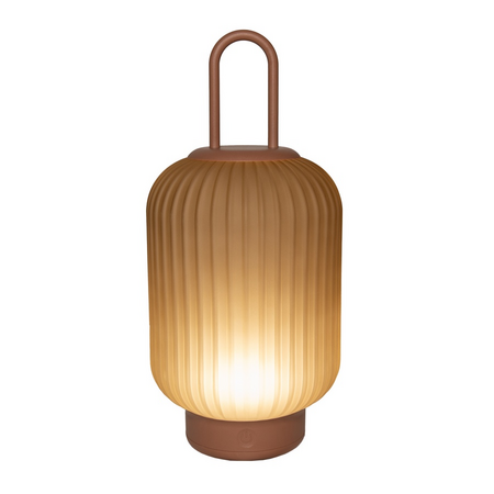 Lantaarn usb glas 33x15cm terra