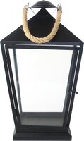 Lantaarn zwart met touw l25b25h46