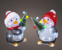 Led acryl pinguin b17h26cm kl.wt per stuk
