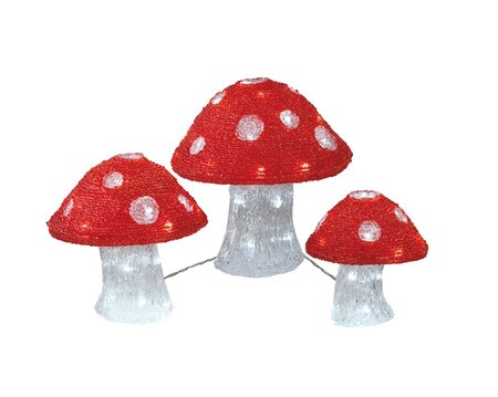 Led paddestoel trnsprnt/k.wit 3st