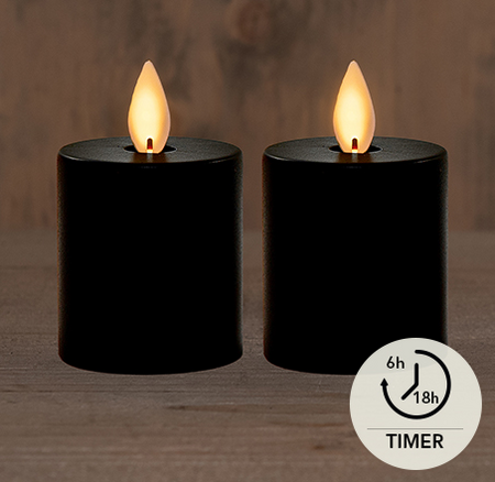 Ledkaars bw vlam d5h8cm 2st bo zwt