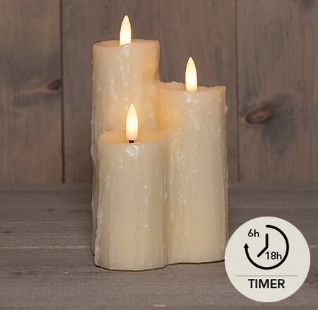 Ledkaars druip 3in1 16.5x11cm ivoor