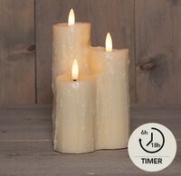 Ledkaars druip 3in1 16.5x11cm ivoor