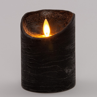 Ledkaars wax+vlam h10cm zwrt bo