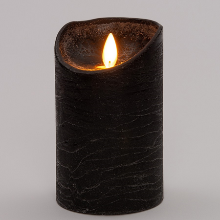 Ledkaars wax+vlam h12.5cm zwt bo - afbeelding 1