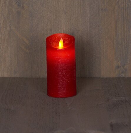 Ledkaars wax+vlam h15cm rood bo