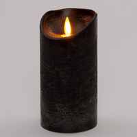 Ledkaars wax+vlam h15cm zwrt bo